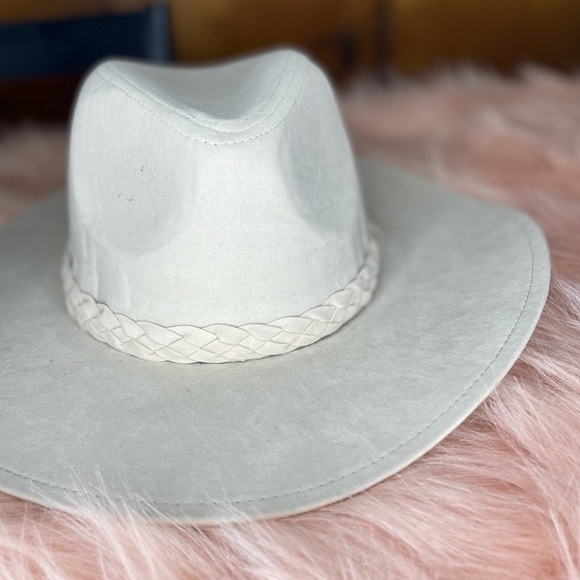 NEW TRENDY BEIGE FASHION BRIM HAT WITH BRAIDED TIE main image 4
